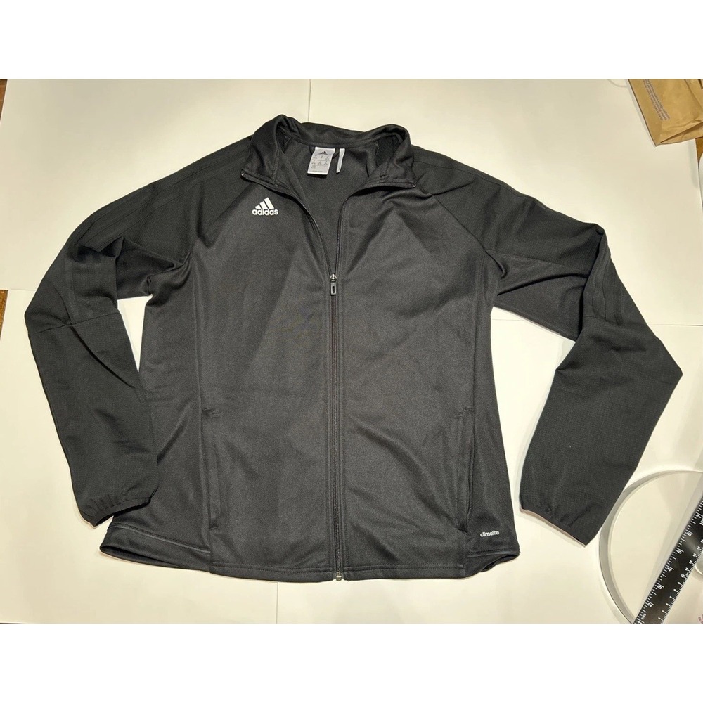 Adidas Womens XL Track Jacket Black Climalite Full Zip Training Top